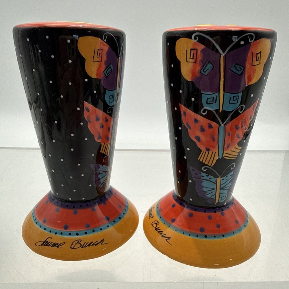 Pair of Laurel Burch Candle Holders Butterflies Taper Candlesticks 6.5 Inches ⬇️